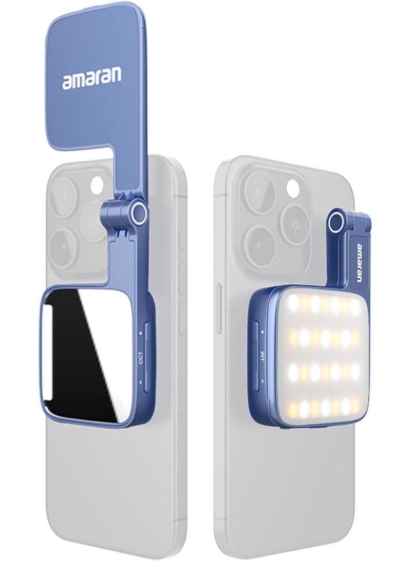 AMARAN Magnetic LED Phone Light Compatible with MagSafe Mini Phone Light,Rechargeable Portable Mirror LED Phone Light for Selfie,Makeup,Video Conference,TikTok,Compatible with iPhone&Android (Blue) - Image 1